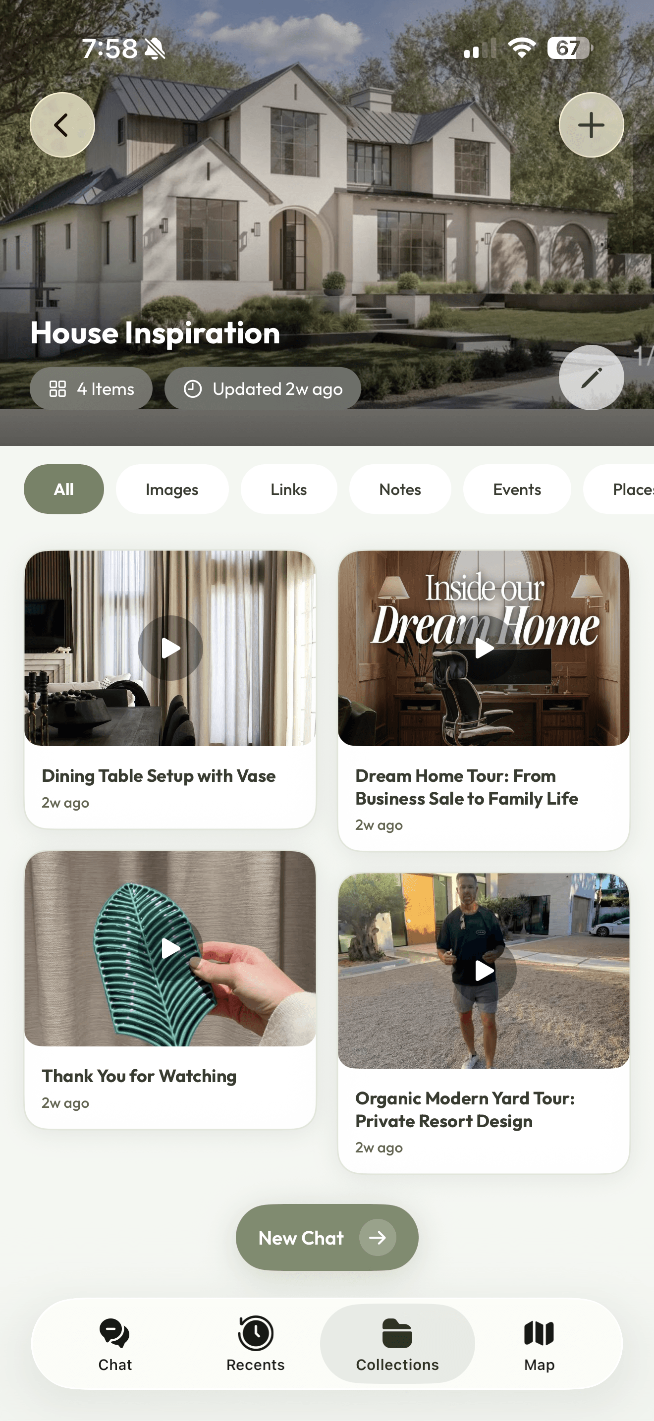 Inside a collection — curate images, links, and notes into visual boards